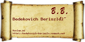 Bedekovich Beriszló névjegykártya